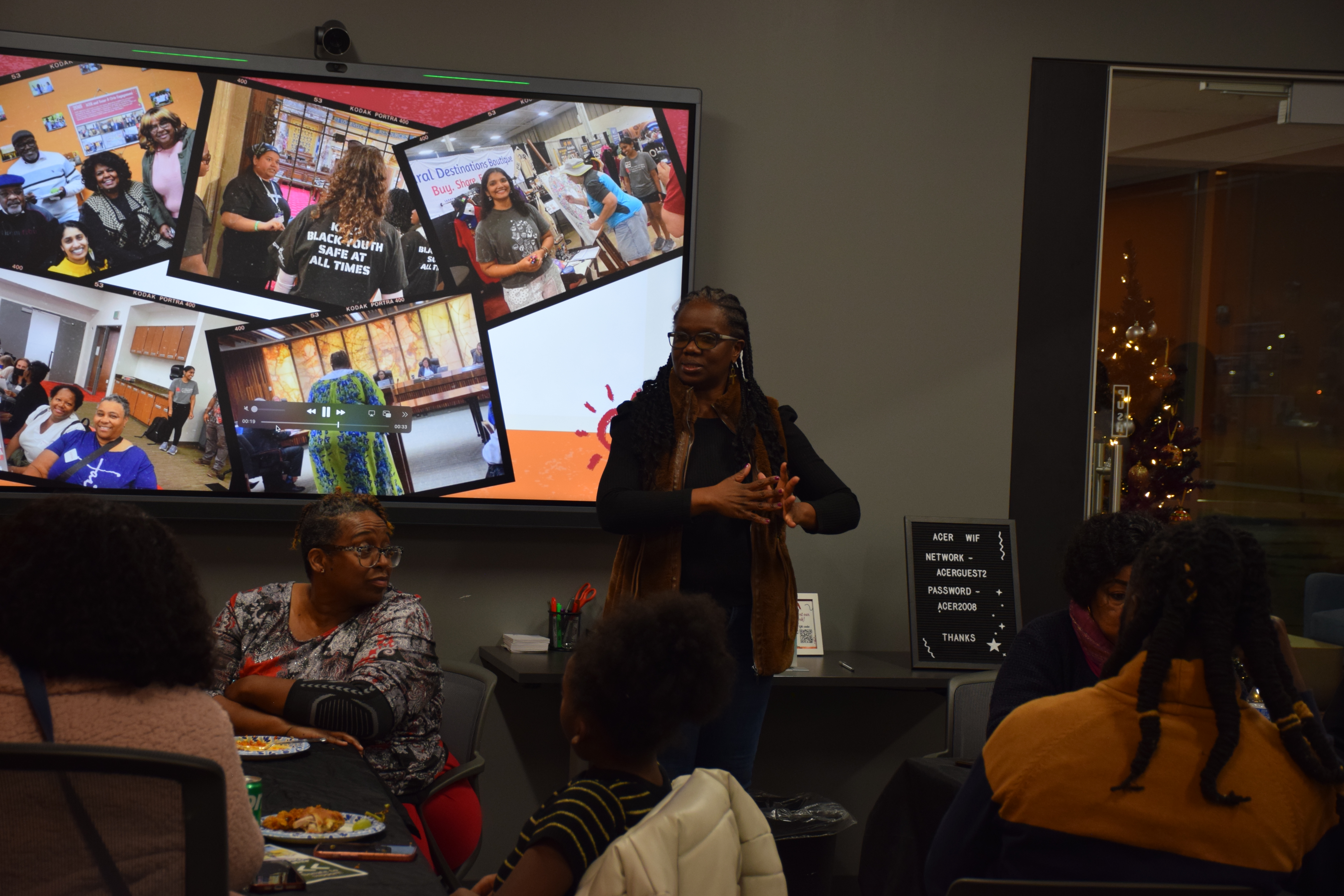 Executive Director, Nelima Sitati Munene, welcoming community to the Friendsgiving Celebration